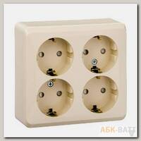 Розетка 4К+З со шторками 16А 250B Кремовая Schneider Electric Этюд PA16-208K