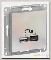 Зарядное устройство USB+Type C Schneider Electric Atlas Design жемчуг