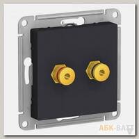 Аудиорозетка Schneider Electric Atlas Design двухместная, карбон