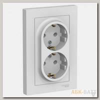 Розетка двойная Schneider Electric Atlas Design в сборе, белая