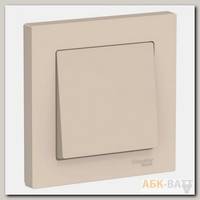 Выключатель одноклавишный Schneider Electric Atlas Design в сборе с рамкой, бежевый