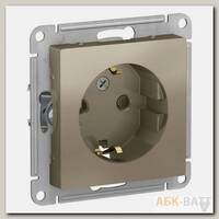 Розетка силовая Schneider Electric Atlas Design со шторками, шампань