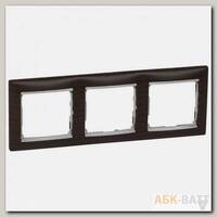Рамка Legrand Valena Classic на 3 поста, темное дерево/серебряный штрих 770373