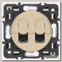 Розетка RJ-45 Legrand Celiane двойная, cat. 6, слоновая кость 067344+066236+080251