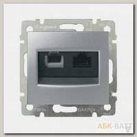 Розетка RJ-11+RJ-45 Legrand Valena Classic алюминий 770280