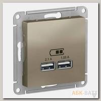 Зарядное устройство USB Schneider Electric Atlas Design шампань