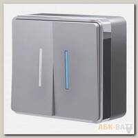 Выключатель двухклавишный с подсветкой Gallant (серебряный) W5020106