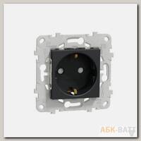 Розетка силовая Schneider Electric Unica New со шторками, на винтах, антрацит