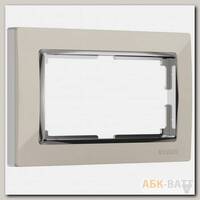 Рамка для двойной розетки (слоновая кость/хром) W0081903