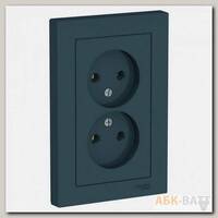 Розетка двойная Schneider Electric Atlas Design без заземления, в сборе, изумруд