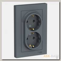 Розетка двойная Schneider Electric Atlas Design в сборе, грифель