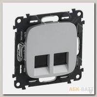 Розетка RJ-45 Legrand Valena Allure двойная, cat. 6, до 1000 Мб/с, алюминий 753943