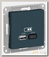 Зарядное устройство USB+Type C Schneider Electric Atlas Design изумруд