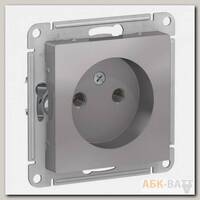 Розетка силовая Schneider Electric Atlas Design со шторками, без заземления, алюминий