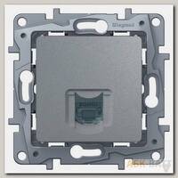 Розетка RJ-45 Legrand Etika одиночная, cat. 6, алюминий 672453