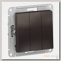 Выключатель трехклавишный Schneider Electric Atlas Design мокко