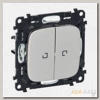 Выключатель двухклавишный Legrand Valena Allure с подсветкой, жемчуг 752005+067684+755229