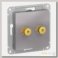 Аудиорозетка Schneider Electric Atlas Design двухместная, алюминий