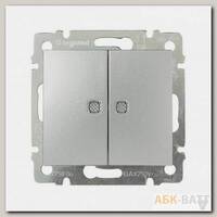 Переключатель двухклавишный Legrand Valena Classic с подсветкой, алюминий 770212