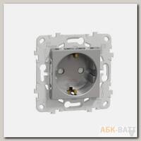 Розетка силовая Schneider Electric Unica New со шторками, на винтах, алюминий