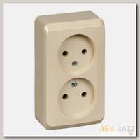 Розетка двойная без заземления и шторок 16А 250B Кремовая Schneider Electric Этюд PA16-005K