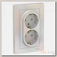 Розетка двойная Schneider Electric Atlas Design со шторками, в сборе, жемчуг