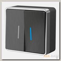 Выключатель двухклавишный с подсветкой Gallant (графит рифленый) W5020104