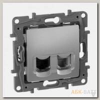 Розетка RJ-45 Legrand Etika двойная, cat. 5e, алюминий 672455