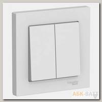 Выключатель двухклавишный Schneider Electric Atlas Design в сборе с рамкой, белый