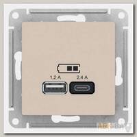 Зарядное устройство USB+Type C Schneider Electric Atlas Design бежевое