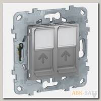 Розетка двойная Schneider Electric Unica New RJ-45 кат. 5е, алюминий
