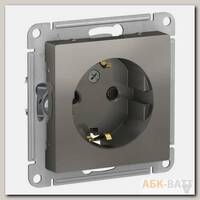 Розетка силовая Schneider Electric Atlas Design со шторками, сталь