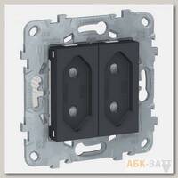 Розетка силовая Schneider Electric Unica New 2х2К на 2 модуля, антрацит
