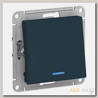 Переключатель одноклавишный Schneider Electric Atlas Design с подсветкой, изумруд