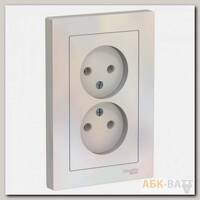 Розетка двойная Schneider Electric Atlas Design без заземления, в сборе, жемчуг