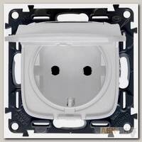 Розетка силовая Legrand Valena Allure 2K+3 с крышкой, со шторками, жемчуг 753030+754849