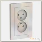 Розетка двойная Schneider Electric Atlas Design со шторками, без заземления, в сборе, жемчуг