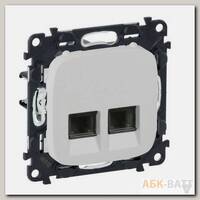 Розетка телефонная Legrand Valena Allure RJ-11, 2 выхода, жемчуг 753039+755429