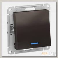 Переключатель одноклавишный Schneider Electric Atlas Design с подсветкой, мокко