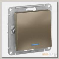 Переключатель одноклавишный Schneider Electric Atlas Design с подсветкой, шампань