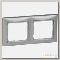 Рамка Legrand Valena Classic на 2 поста, алюминий/серебряный штрих 770352