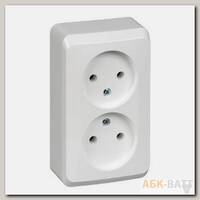 Розетка двойная без заземления и шторок 16А 250B Белая Schneider Electric Этюд PA16-005B