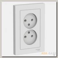 Розетка двойная Schneider Electric Atlas Design без заземления, в сборе, белая