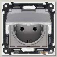 Розетка силовая Legrand Valena Life 2K+3 с крышкой, на винтах, алюминий 753025+754842