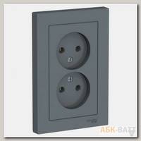 Розетка двойная Schneider Electric Atlas Design без заземления, в сборе, грифель