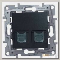 Розетка RJ-45 Legrand Etika двойная, cat. 5e, антрацит 672655