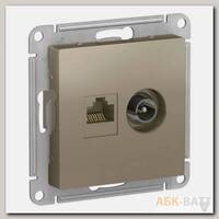 Розетка TV+RJ-45 Schneider Electric Atlas Design шампань