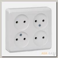 Розетка 4К без шторок 16А 250B Белая Schneider Electric Этюд PA16-205B