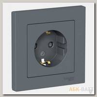 Розетка силовая Schneider Electric Atlas Design со шторками, в сборе, грифель