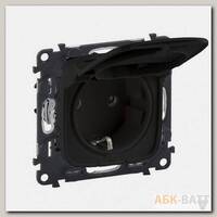 Розетка силовая Legrand Valena Allure 2K+3 с крышкой, антрацит 753021+754848